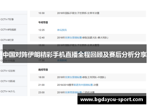 中国对阵伊朗精彩手机直播全程回顾及赛后分析分享